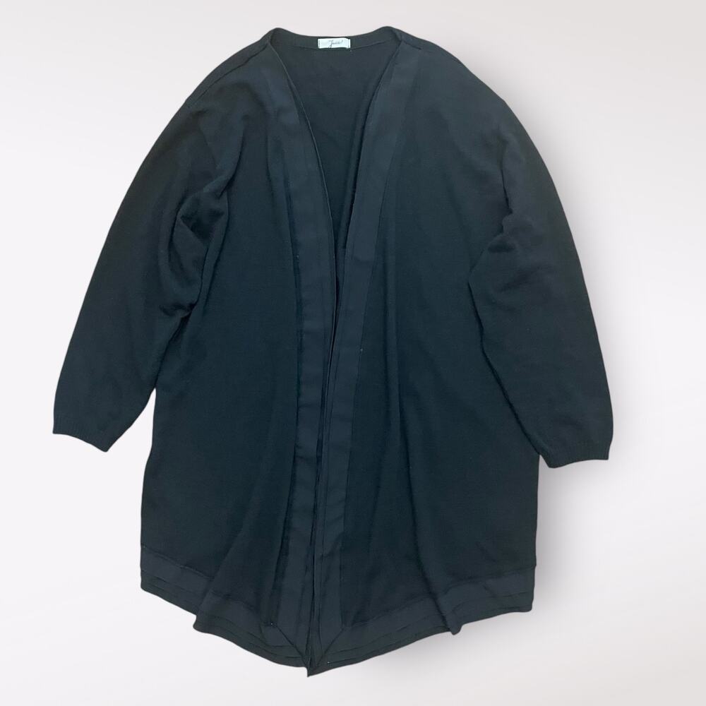 Juice Black Open Front Longline Cardigan Sweater Italian Alpaca Wool Size TU‎ OS